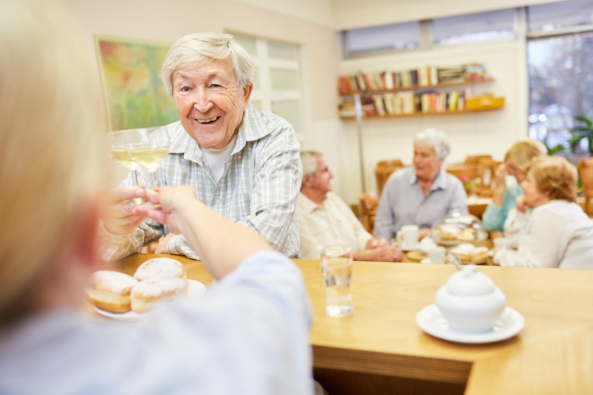 Older adults are relaxing with drinks