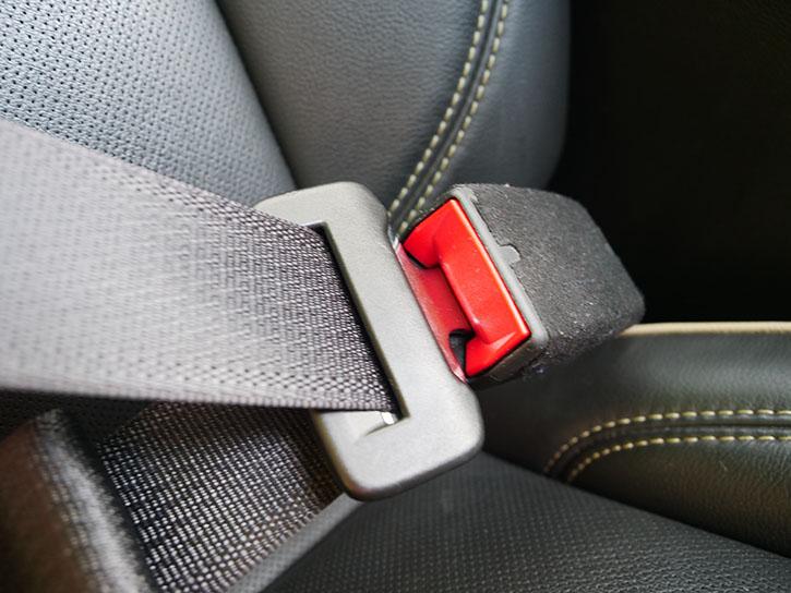 A buckled seat belt